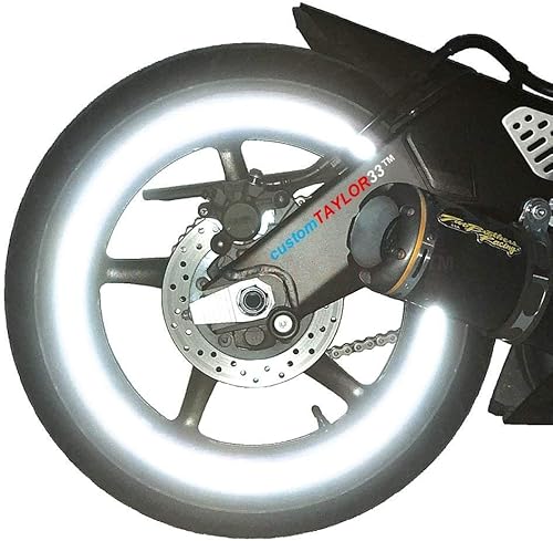 customTAYLOR33 cinta reflectora de alta intensidad de seguridad para llantas, blancaplateadacromada (debe seleccionar el tamaño de llanta), marca customTAYLOR33 cinta reflectora de alta intensidad de seguridad para llantas, blancaplateadacromada (debe seleccionar el tamaño de llanta), marca