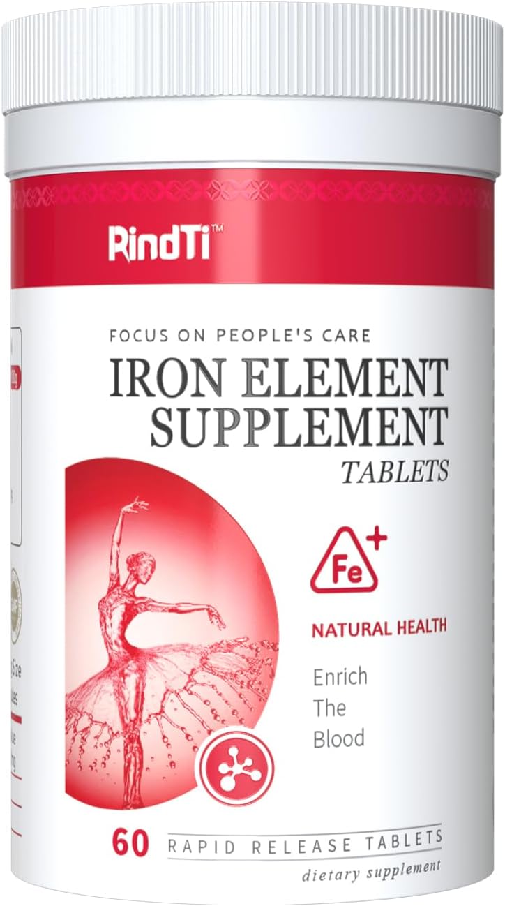 Daily Iron Supplement Tablets, Iron 60 mg with Vitamin C 250 mg, Support The Production of Healthy Red Blood Cells, Gentle Absorption Formula, 60 Servings