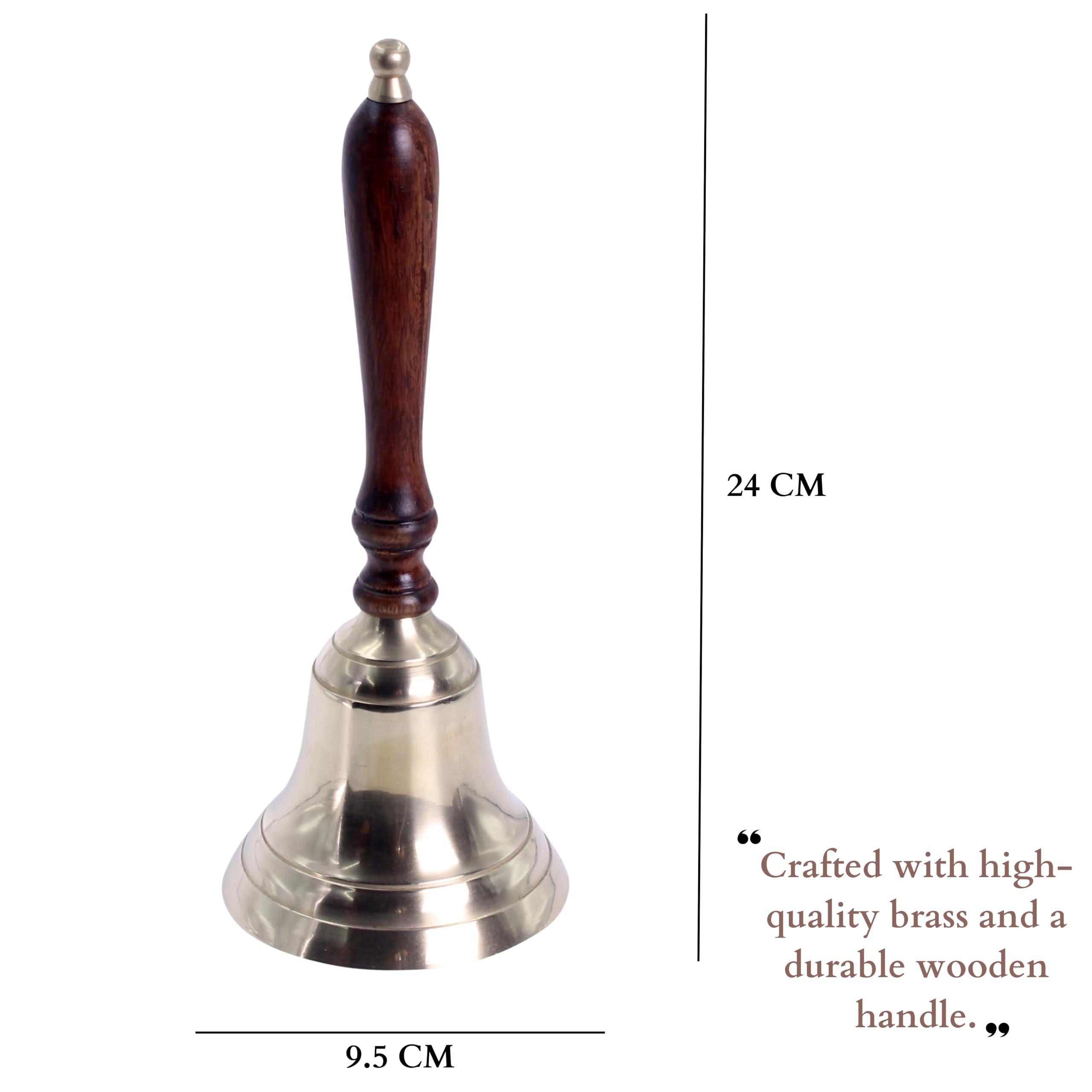 THE Unltd India Solid Brass Hand Bell with Wooden Handle - Image 4