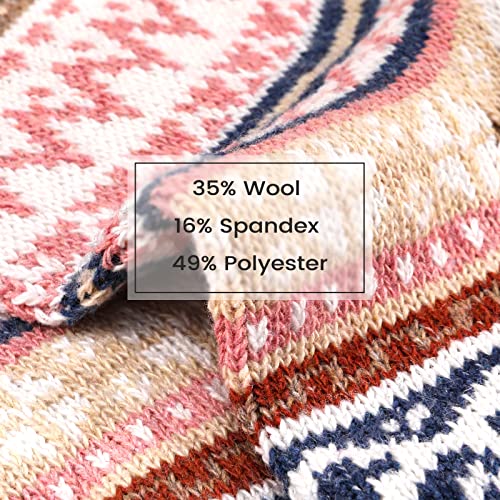 5 Pairs Wool Socks - Wool Socks for Women, Cozy Crew Socks, Warm Winter Socks for Women, Womens Vintage Socks, 6-104