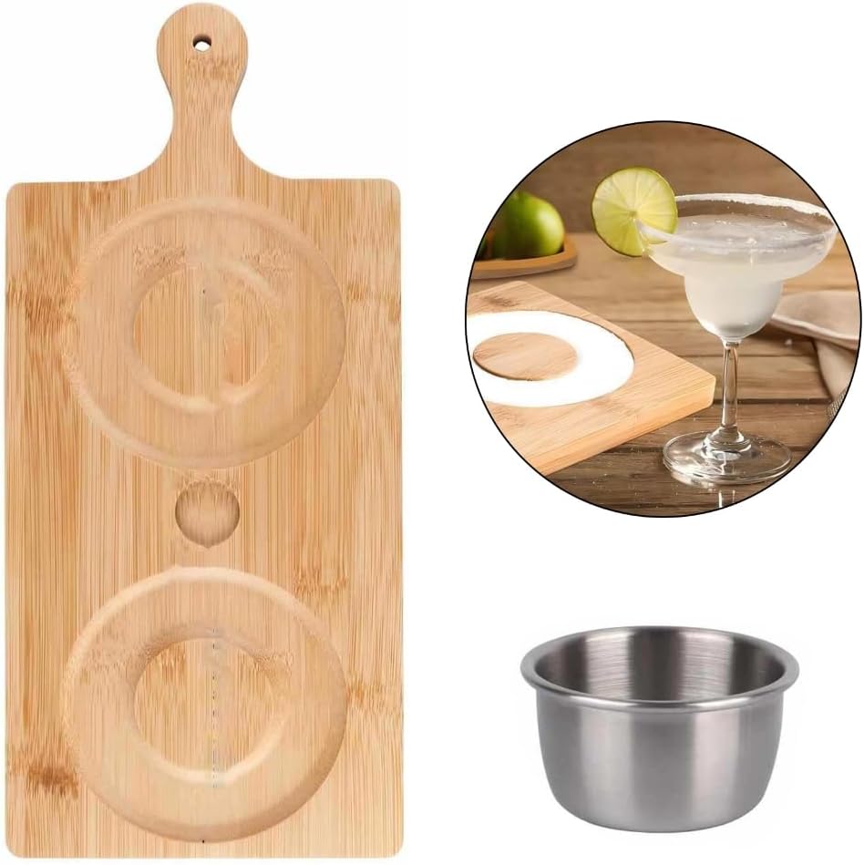 Professional Grade Bar Accessory Wooden Edge Tray For Cocktail Decorating Salt Sugar Trim Dishwasher Friendly Design