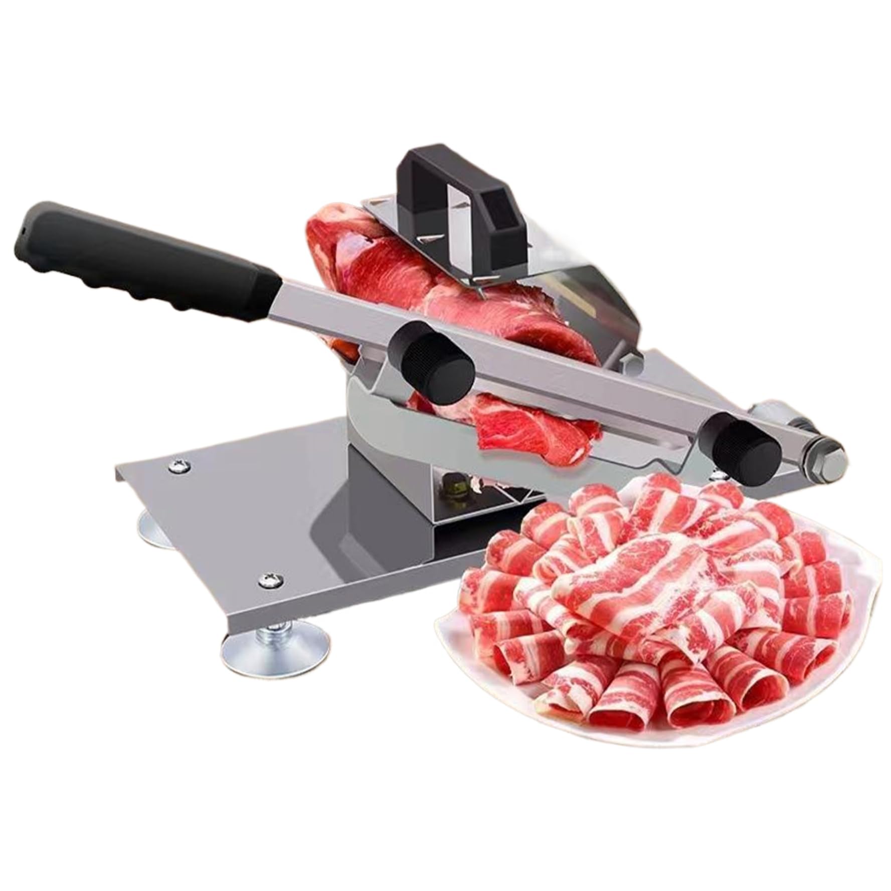 Affettatrice Manuale Regolabile, Affettatrice Multiuso Antiscivolo per Carne Congelata in Acciaio Inossidabile per Rotoli di Manzo e Montone Cucina Casalinga