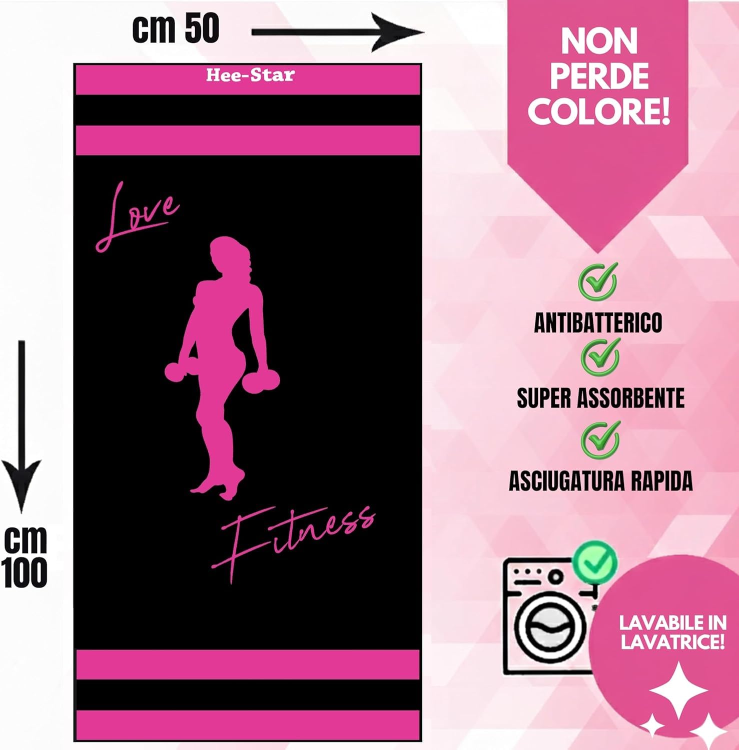 Asciugamano Palestra Donna - Telo Palestra in Microfibra Super Leggero e Sottile - Women's Gym Towel - Telo Panca Ideale per Ftness e Sala Pesi - Accessori Fitness Donna