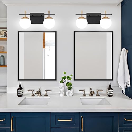 Miniatura 6 de Lámparas de baño sobre espejo, luz moderna de tocador de baño de mediados de siglo, accesorios de iluminación de baño con vidrio lechoso, lámpara de