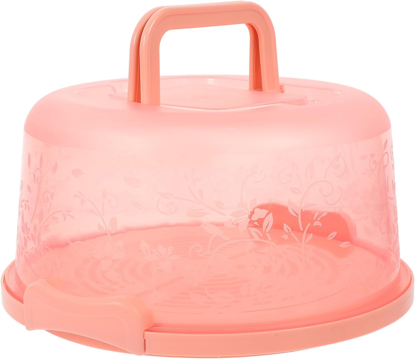 Portable Cake Carrier with Handle and Lid Pink Plastic for Baking Xmas