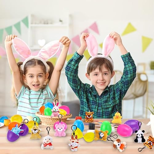 Miniatura 4 de DINESIL Paquete de 24 mini animales de peluche, juego de llaveros de animales de peluche pequeños para rellenos de bolsas de golosinas para niños,