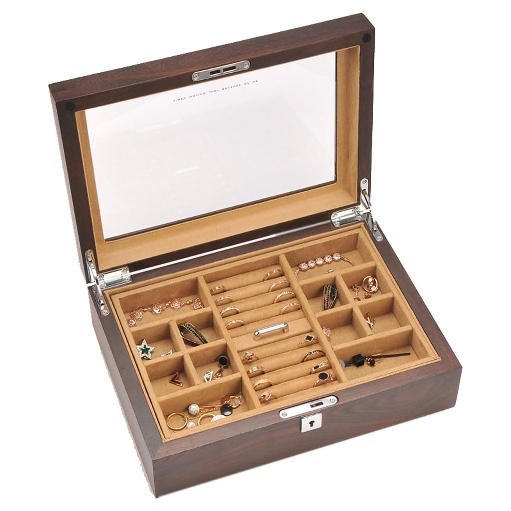 Joyero de madera para mujeres y niñas ideal para organizar los pendientes en el dormitorio