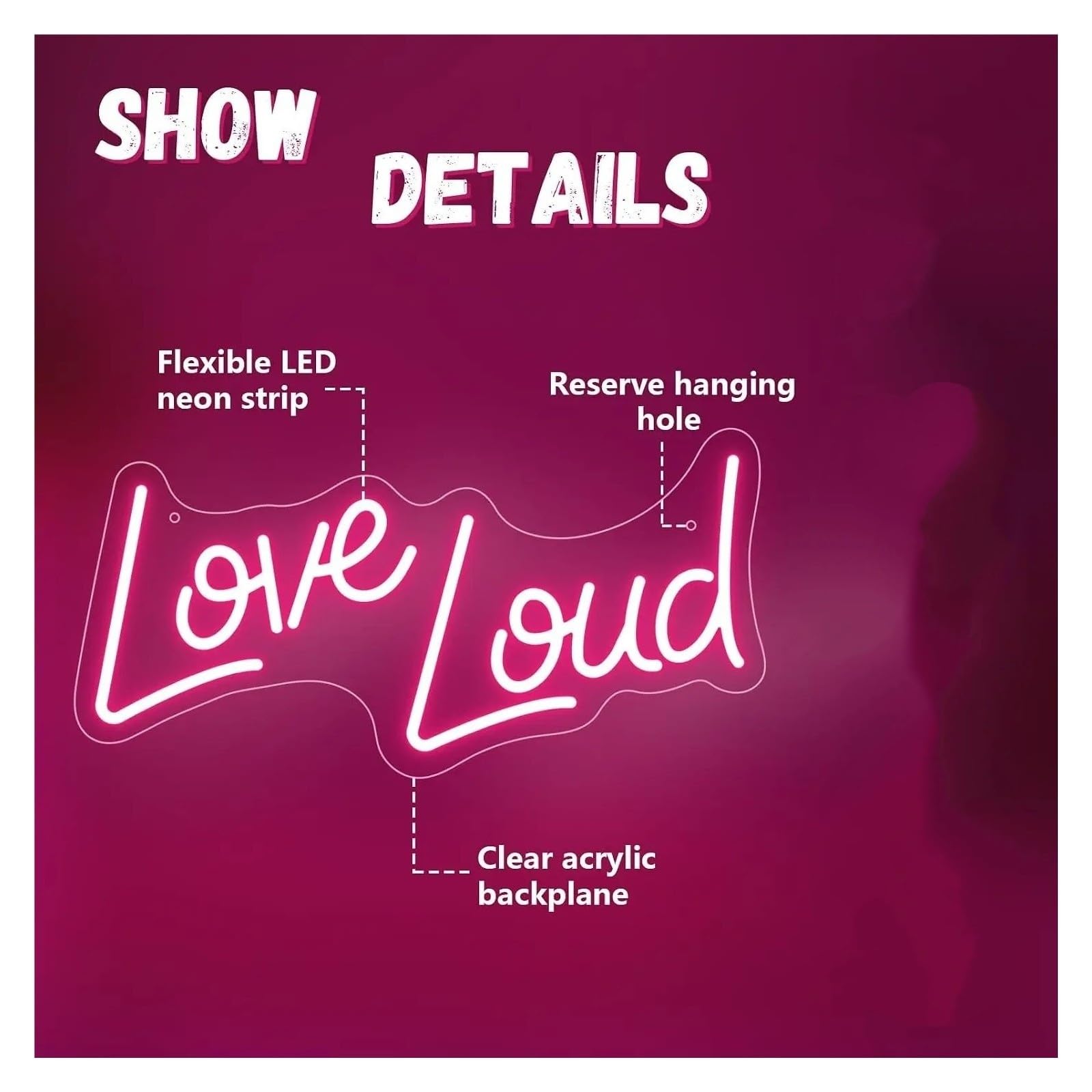 Decoración Lámparas Letrero De Neón LED Love Loud