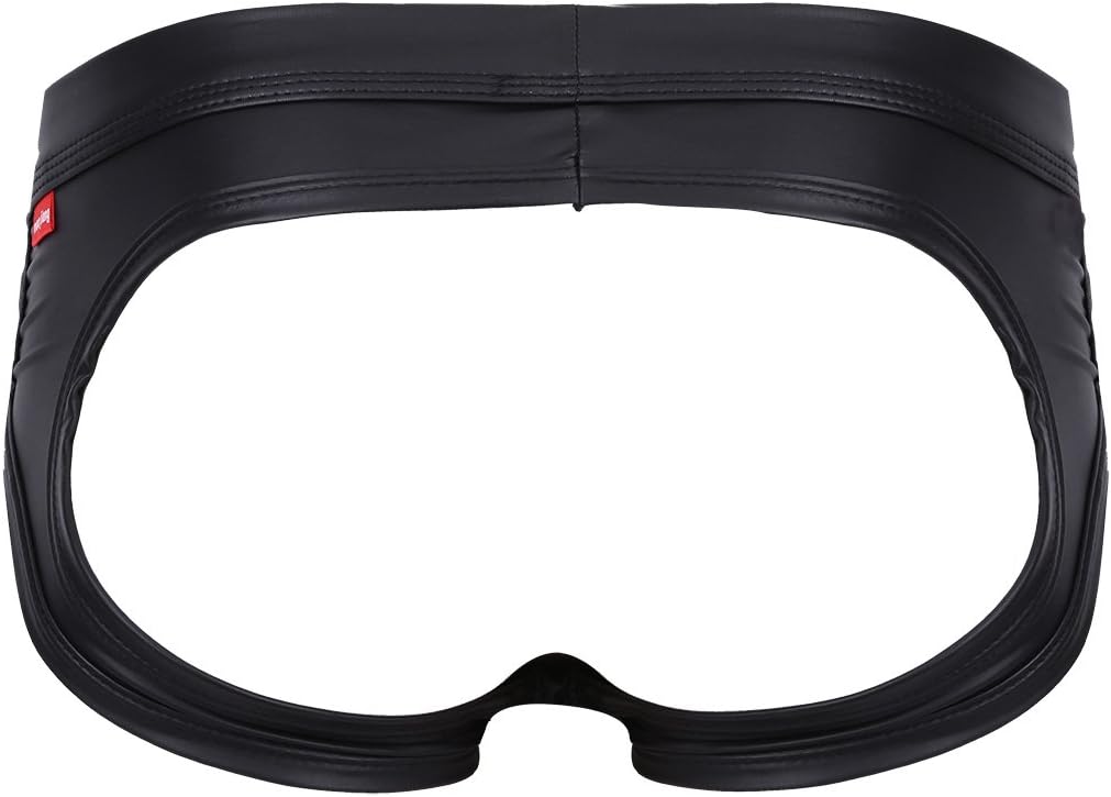 CHICTRY Men's Faux Leather Underwear Jockstrap G-String with 2 Metal Ring