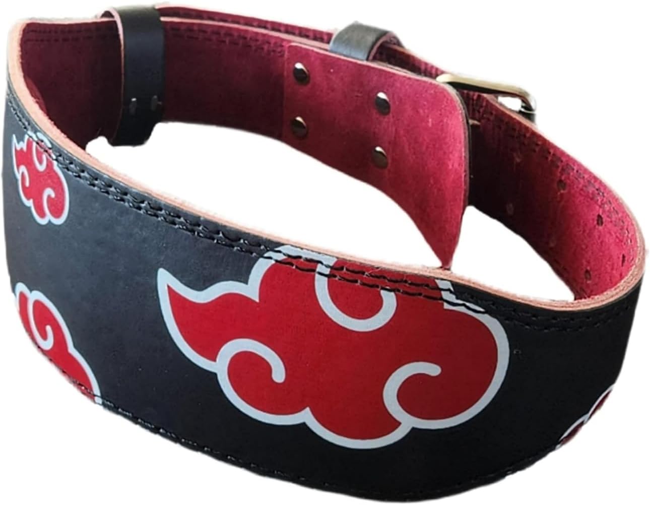 Red Cloud Anime Weight Lifting Belt, Heavy Duty Powerlifting Belt, Weightlifting Gym Belt for Deadlifts Squats Back Support (Medium, Red, Faux Leather)