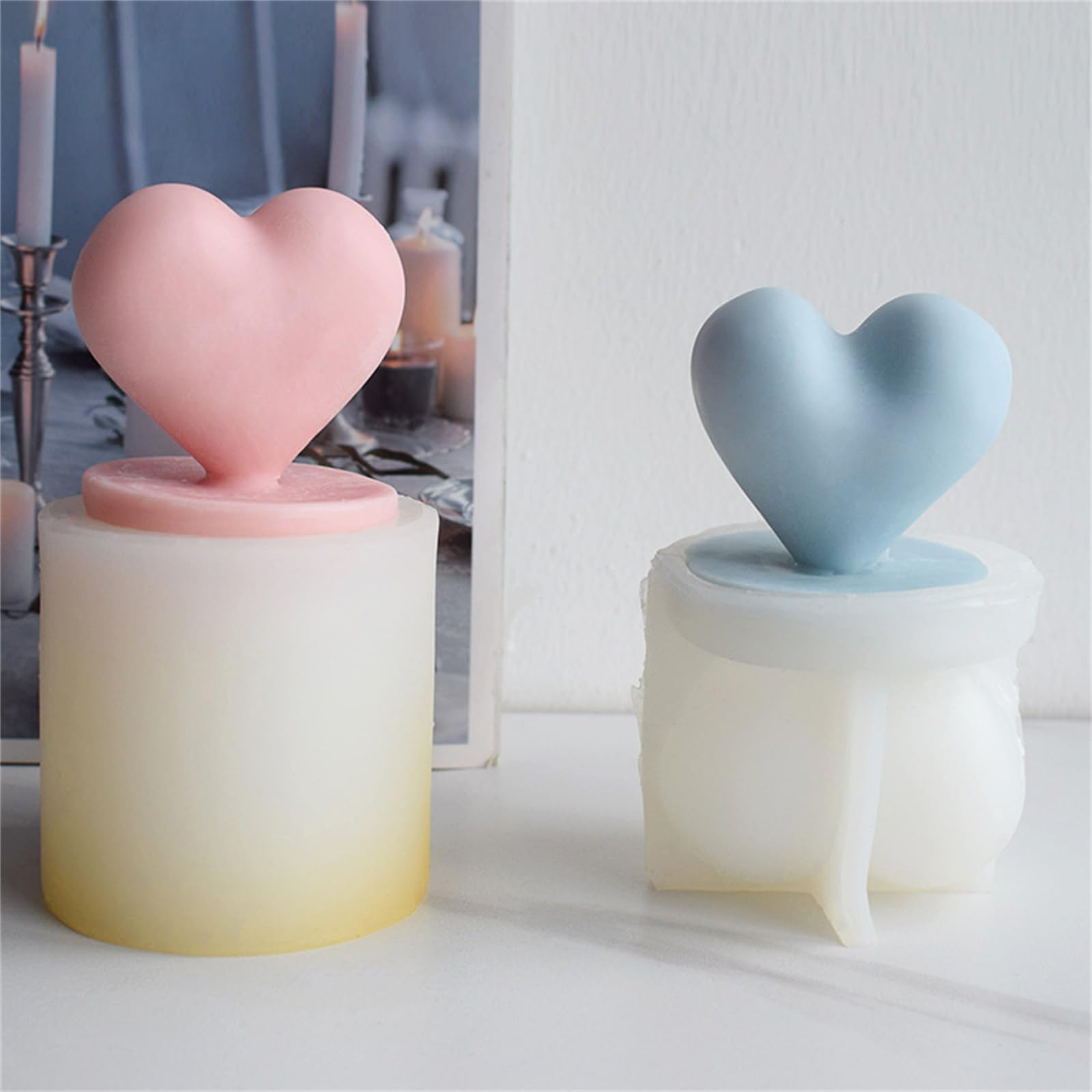 Moule en silicone de bougie de coeur 3D avec le fondant de, A