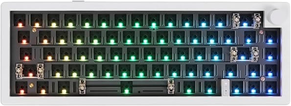 EK68 65% Bluetooth Gaming Keyboard DIY Kit, Hot Swappable Gasket Mount PCB Mounting Plate Mechanical Keyboard with South-Facing LEDs, Triple Mode, VIA Programmable for Win/Mac (White)