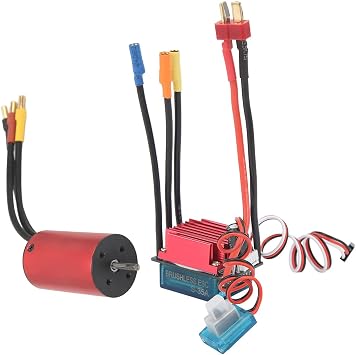 Brushless Motor and ESC Set, 2845 2800KV CNC Machined Motor, High Torsion 4 Pole Rotor Set with 35A ESC Programmable, Ideal for 1/12 RC Cars