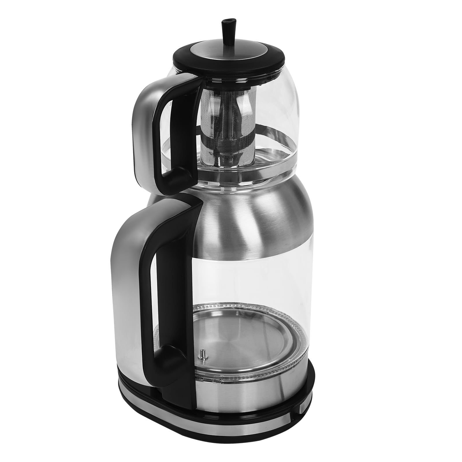 Hervidor de Agua de Cristal, 1800 W Hervidor Eléctrico de 2 +1 L, Tetera de Cristal 2 en 1, 5 Temperaturas Preestablecidas (65 ℃/80 ℃/90 ℃/95 ℃/100 ℃), para Oficinas, Hoteles, Apartamentos