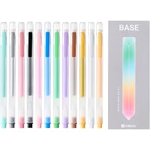 Kaco BASE Gel Ink Pen 12 Pieces Bright Colors, Quick Drying, Ergonomic Triangular Grip, Suitable for Dark Cardboard, Kraft Paper & Regular Paper 11 Acrylic Colors 0.8mm + 1 Black 0.5mm