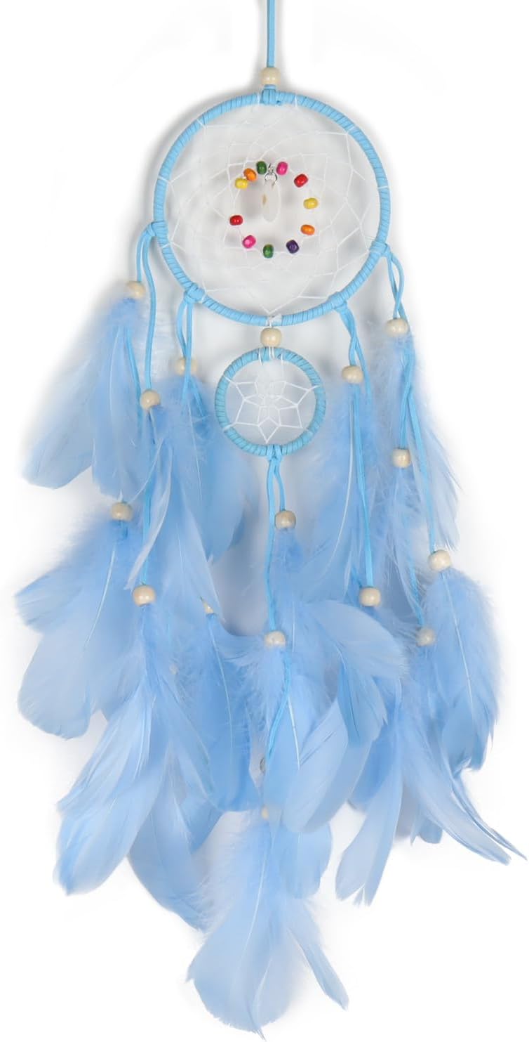 Dream Catcher for Girls Bedroom Wall Decoration, 4.4" x 18" Traditional Circular Net Wall Hanging Home Decor,Pink