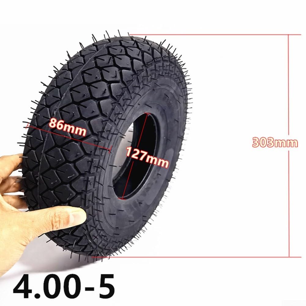 12 Zoll 4.00-5 Reifen Set mit Schlauch und Außenreifen für Buggy für Bike Elektro Scooter robustes Gummimaterial schwarz geeignet für Luftbereifung im Außenbereich Ersatzteil