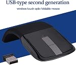 Folding Mouse, 2.4G Portable Foldable Arc Touch Optical Mice with USB Receiver, Ergonomic Design, for PC Computer Laptop Notebook (Black)