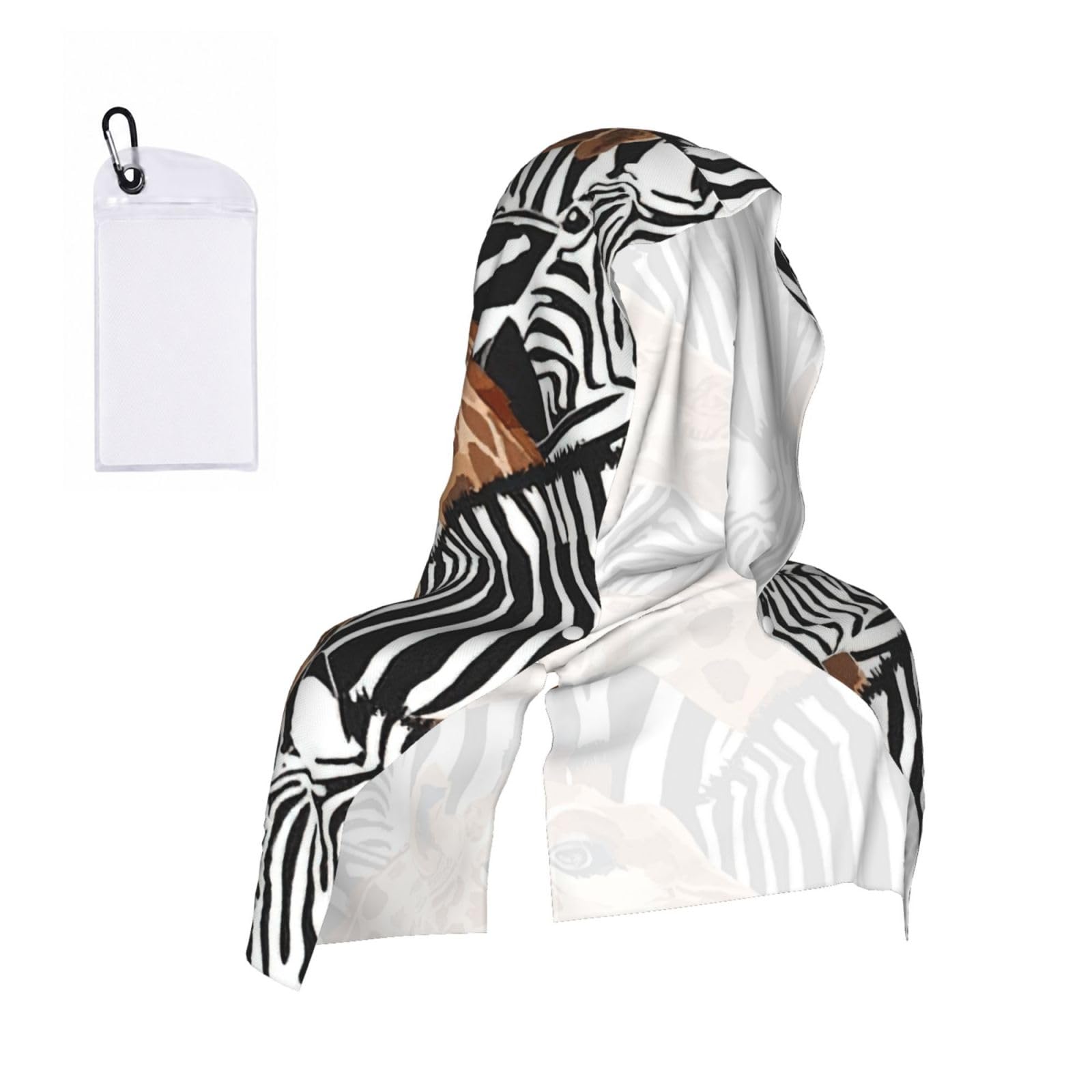 DUWAA Zebra And Giraffe Print Cooling Hooded Sports Towel, 30×60cm Quick Drying Summer Cool Head Wrap For Neck And Face