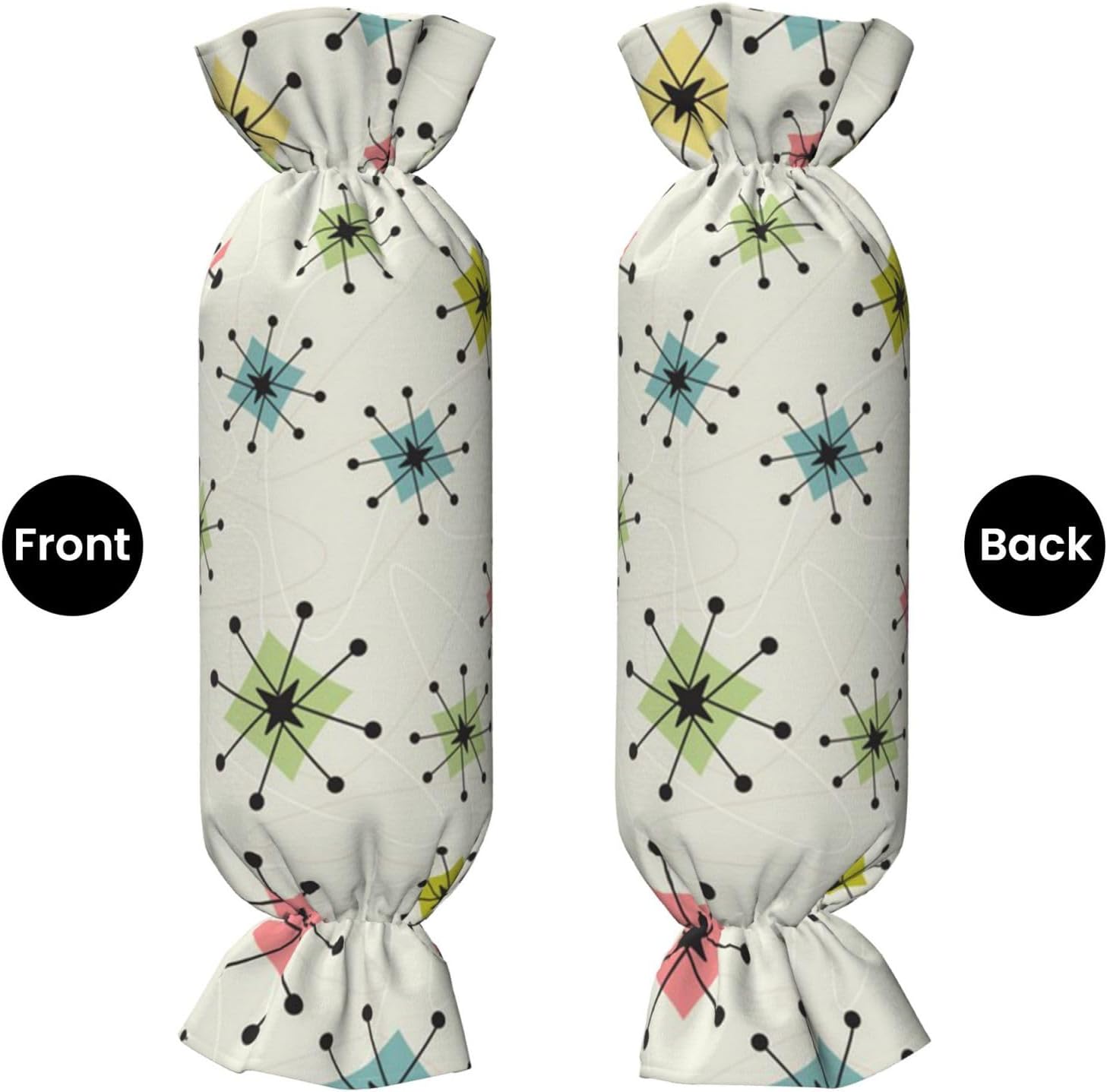 アトミックスター柄プリントキャンディ円筒形実用的な枕 万能快適ベッドルーム リビングルーム 旅行