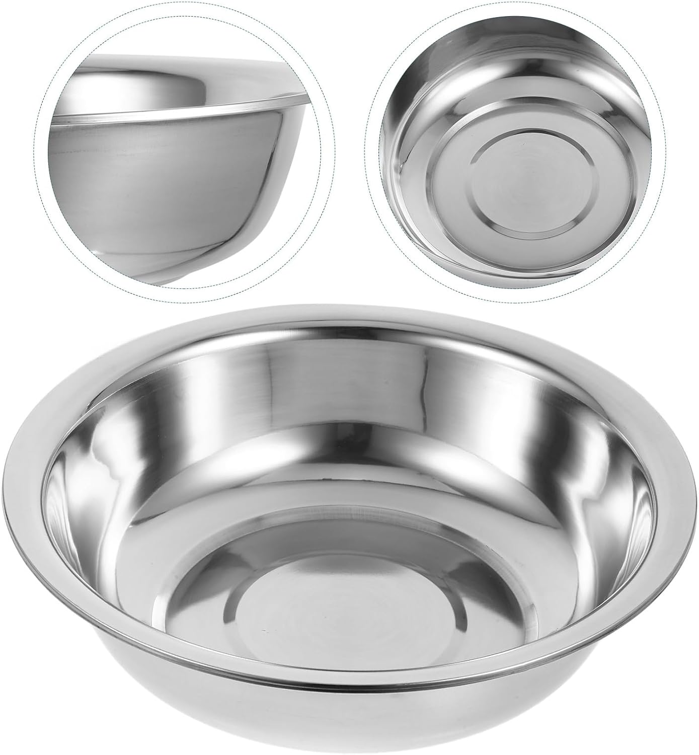 Stainless Steel Basin 10.6 Inch Multi-Use Mixing Bowl for Kitchen Laundry Bathroom Wash Basin for Fruits Vegetables Soup Egg Beating and Foot Soaking