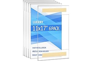 Acrylic Sign Holder 11x17 Clear Display Frame with 3M Adhesive Tape