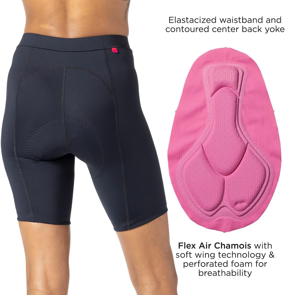 Terry Bella Bike Shorts Women Padded, Regular 8.5 Inch Silicone Leg Black Bike Shorts for Womens Cycling Shorts Mountain Bike - Image 3