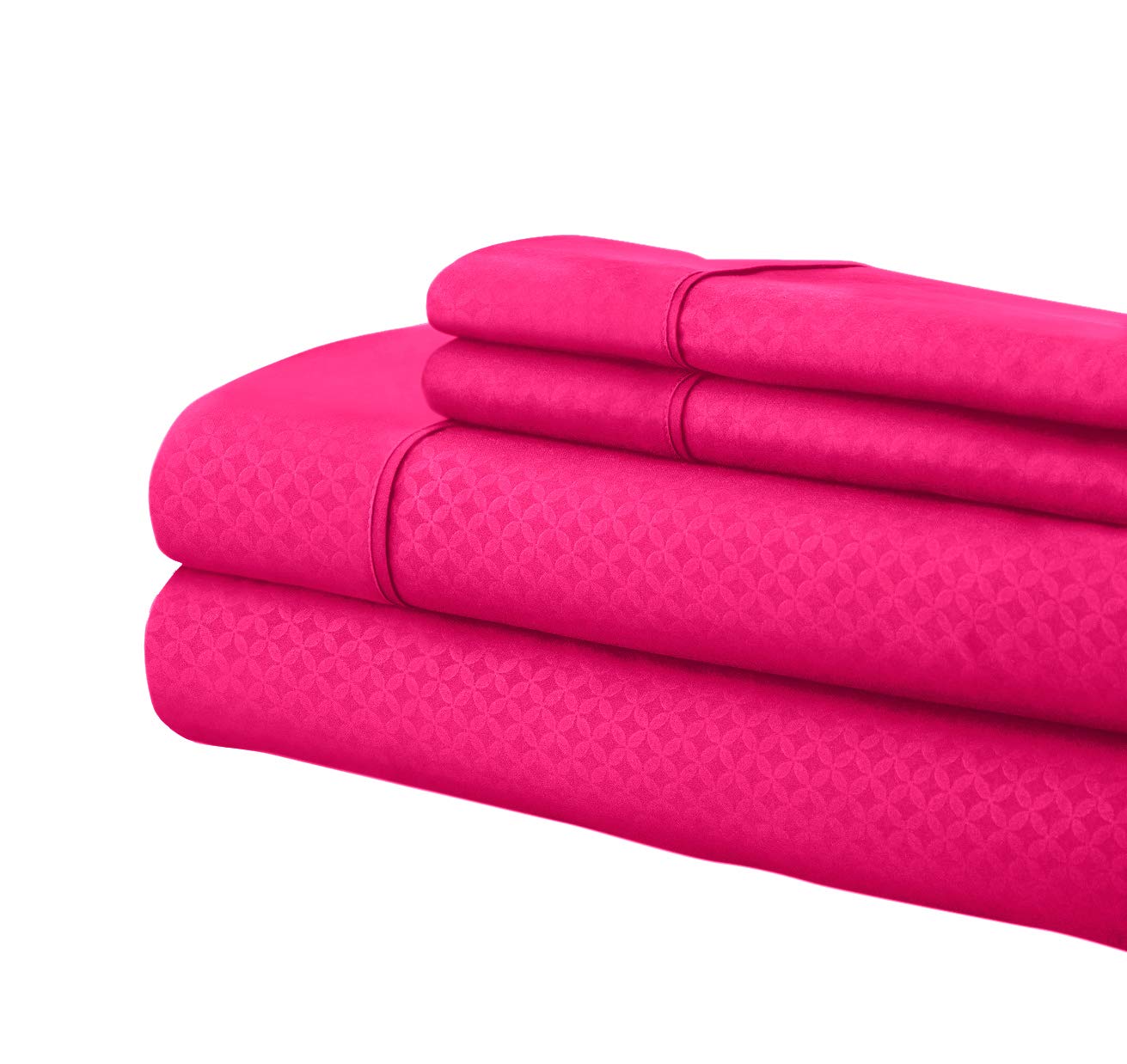 twin)) Pentagon Collection 1800 Series Wrinkle Resistant Embossed Sheet Set (Hot Pink)