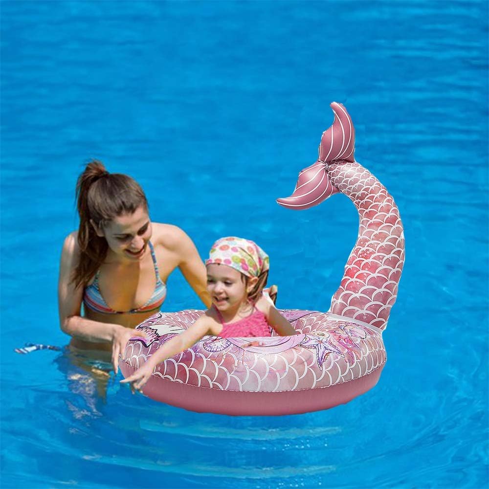 HANMUN Inflatable Mermaid Pool Float 6+Years Floaties for Adults Pool Float Swimming Ring Pool Float Inner Tube Outdoor Beach Party Play Pool Water Fun Toy for Adults