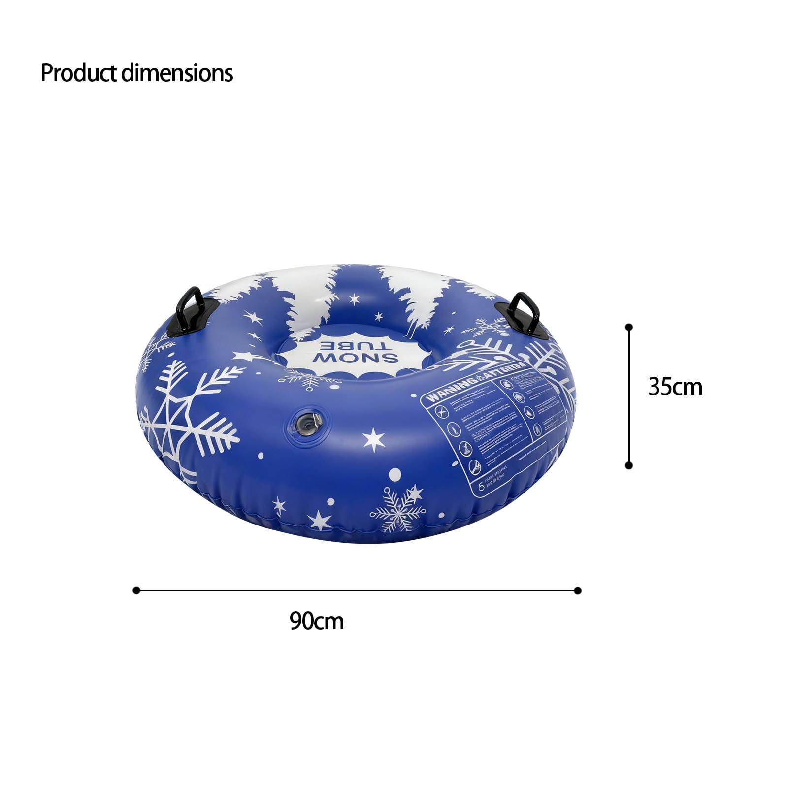 Aufblasbarer Schneeschlauchschlitten mit Griffen, PVC Schlittenschlauch, verdickter Skischlauch, zusammenklappbarer Schneeschlitten, Skizubehör, zusammenklappbar