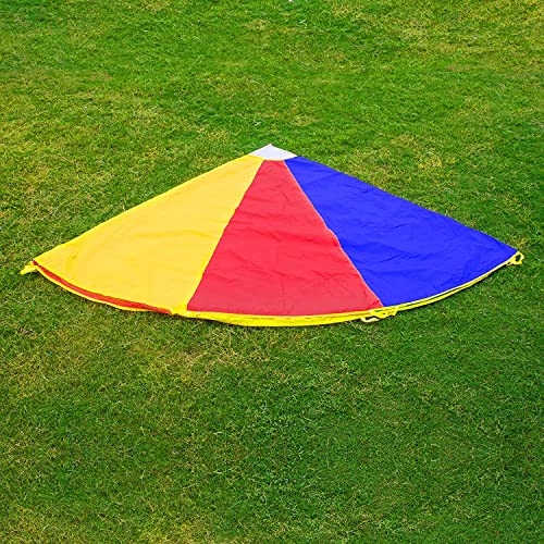 LEADSTAR Kids Play Parachute Multicolored Play Tent with 8 Handles for Kids Play Games Indoor Outdoor Activity (2 Meter) (6Ft)