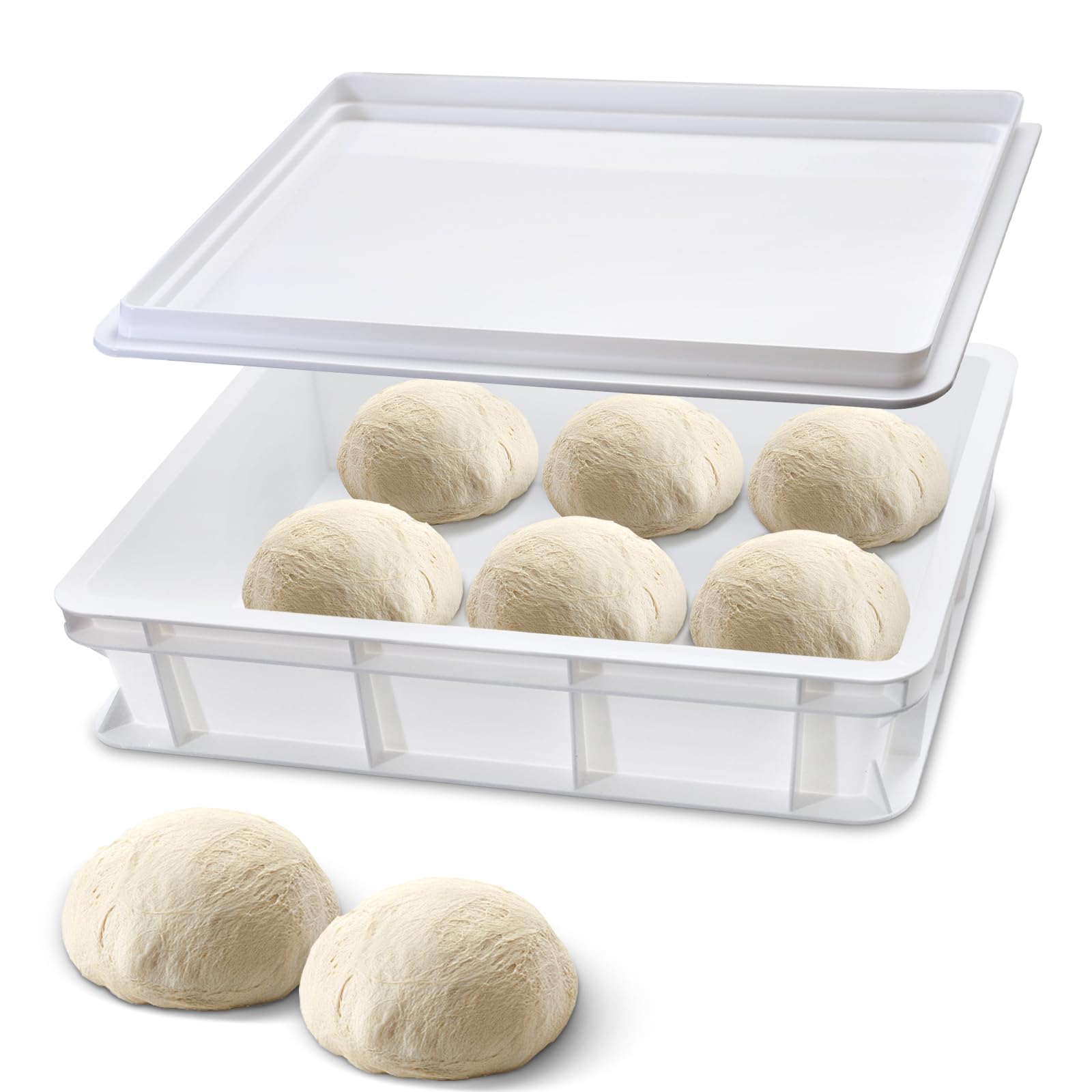 Bac à Pâton Pizza et Pain - Boîte Fermentation Pizza en plastique - Boîtes à Pétrissage avec Couvercle - Conteneur pour Levée empilable pour pizza,pain et pâte(30x40x12cm)