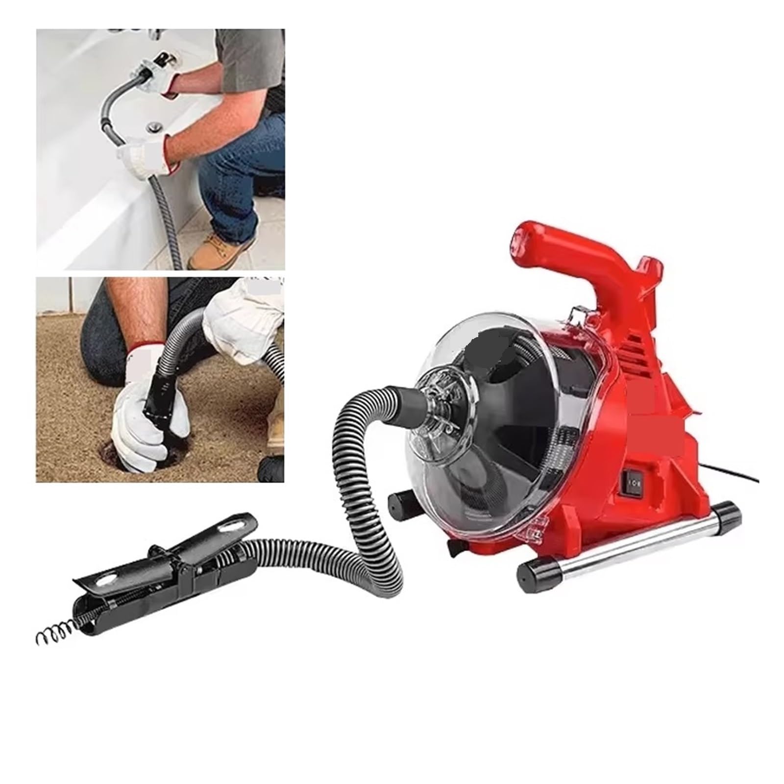 Elektrische Rohrbaggermaschine, 120 W, leistungsstarkes Abwasserreiniger-Werkzeug für Boden, Toilette und Küchen-Clogs, effiziente Rohrreinigung und Leckentfernung