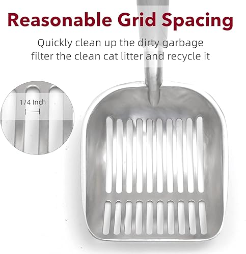 Miniatura 5 de Cuchara de arena para gatos, cuchara de arena de aluminio para gatos, cucharas de arena de metal de gran tamaño sólidas y duraderas, metal sólido,