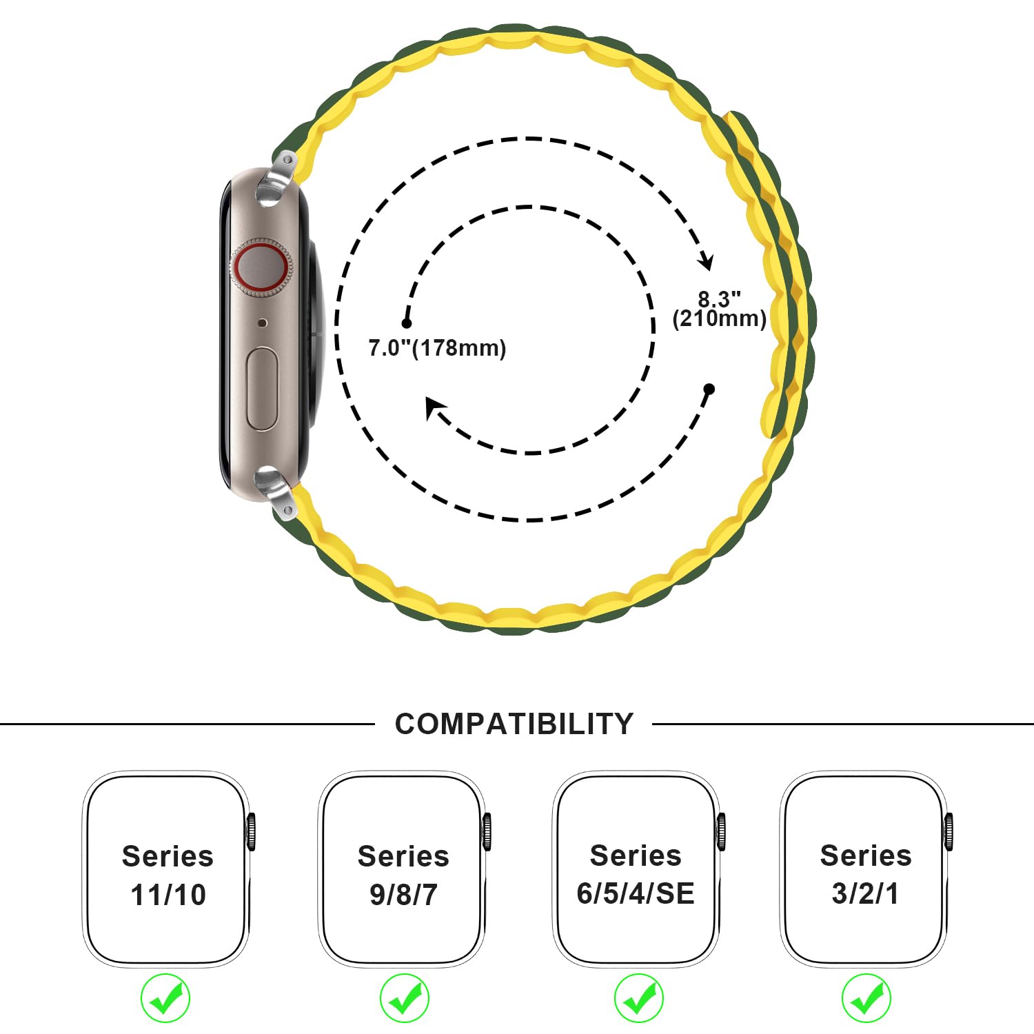 Anlinser Compatibile con Cinturino Apple Watch 49 46 45 44 42 41mm, Cinturini Magnetico Reversibile su Entrambi Lati per iWatch Ultra 3/2/1 SE Serie 11/10/9/8/7-1