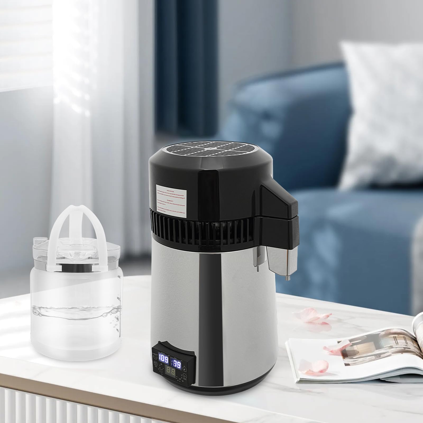 Wasserdestilliergerät 800W Edelstahl 4L Destillierer mit Automatischer Abschaltung