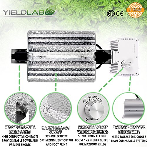 Yield Lab Professional Series 1000W Hps Open Wing Double Ended Reflector #TOP6