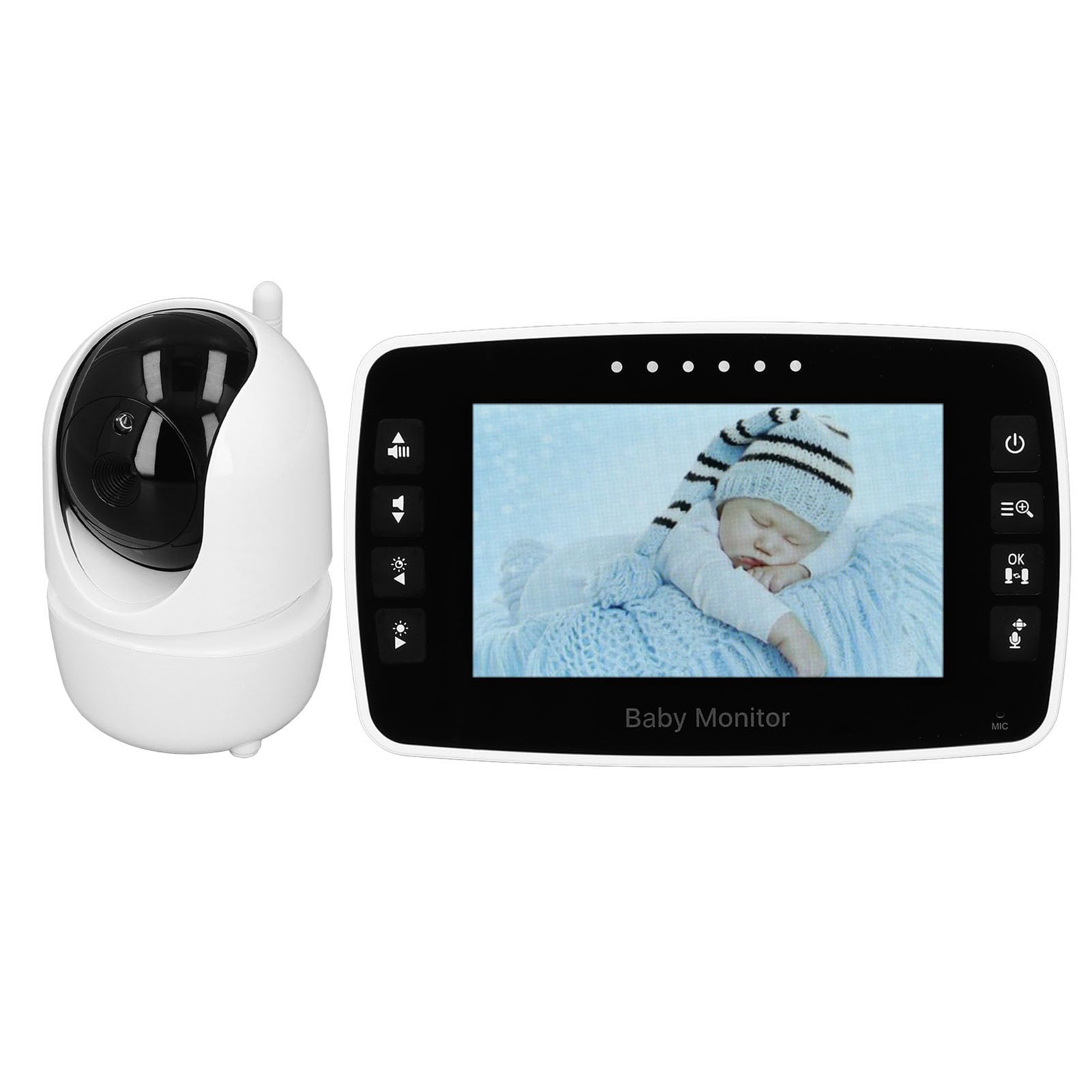 Monitor de bebé, Pantalla Inalámbrica de 4.3 Pulgadas con Cámara de Visión Nocturna, Función de Zoom de 2X, para la Pantalla Ambiente de la Temperatura del bebé (EU Enchufe