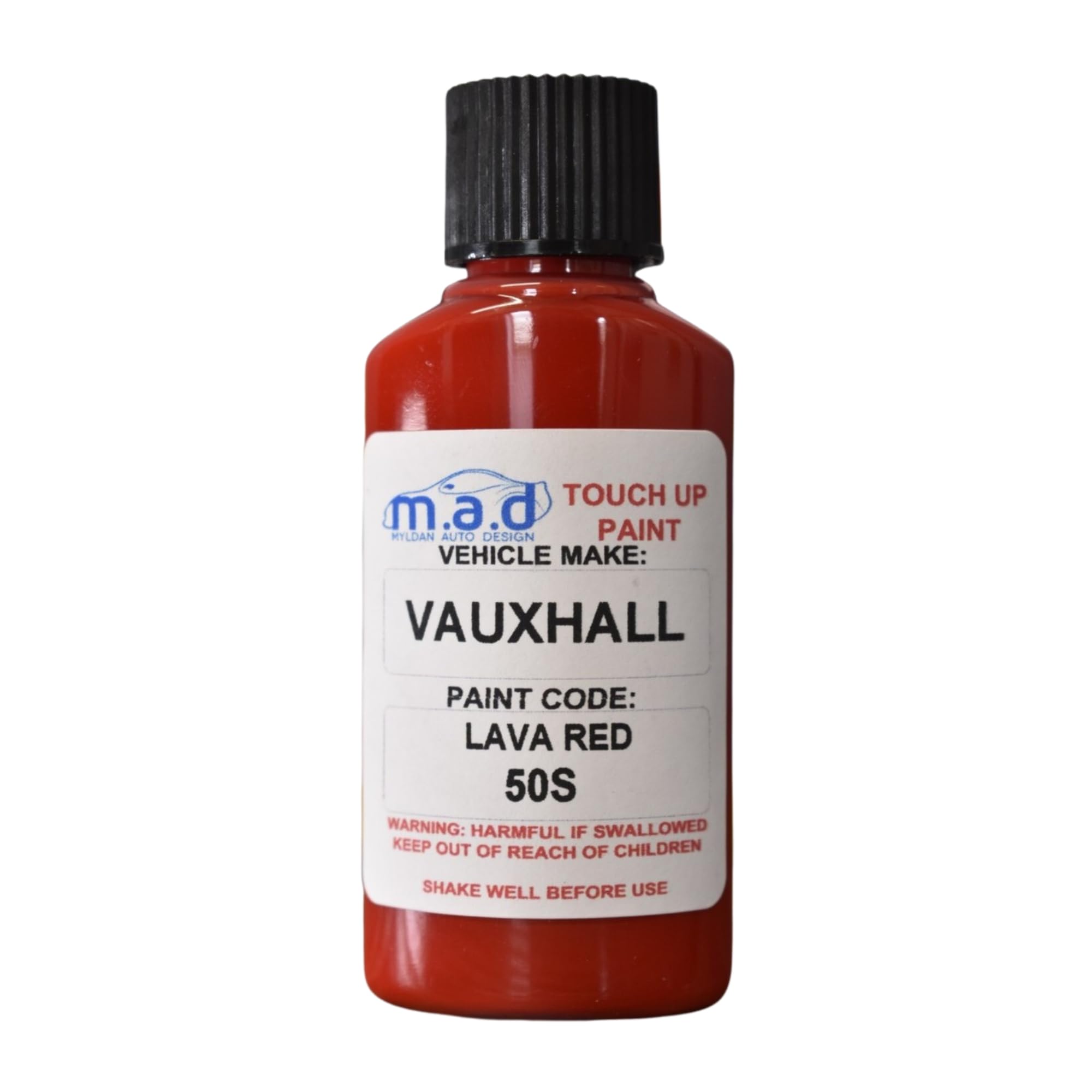 M.a.d Myldan Auto Design Red Myldan Auto Design Touch Up Paint Compatible With Vauxhall Lava 50S Vectra Corsa Adam - 30Ml Kit, Gloss Finish With Built-In Brush - Made With Helios Paint