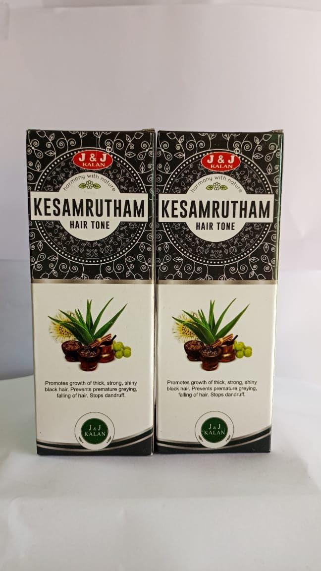 J & J Kalan Kesamrutham Hair Tone | Herbal Hair Oil for Thick, Strong, Black Hair | Prevents Hair Fall, Premature Graying & Dandruff | Natural Ayurvedic Formula with Coconut Oil & Herbs (100 ml) Pack of 2 (COMBO)-image-44