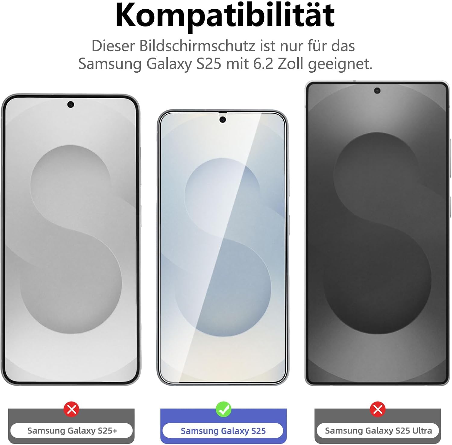 NEW'C 3 Stück für Samsung Galaxy S25 für Panzerglas, Frei von Kratzern, 9H Härte, HD Displayschutzfolie, Ultra-klar, Ultrabeständig S25 6,2 Zoll - 2