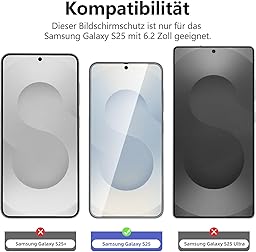 NEW'C 3 Stück für Samsung Galaxy S25 für Panzerglas, Frei von Kratzern, 9H Härte, HD Displayschutzfolie, Ultra-klar, Ultrabeständig S25 6,2 Zoll