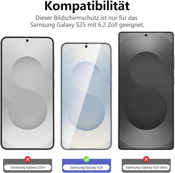 NEW'C 3 Stück für Samsung Galaxy S25 für Panzerglas, Frei von Kratzern, 9H Härte, HD Displayschutzfolie, Ultra-klar, Ultrabeständig S25 6,2 Zoll - 1