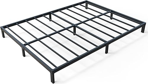 Miniatura 9 de YUSENHEEI Marco de cama de tamaño matrimonial de 14 pulgadas, no necesita somier, marco de cama de plataforma de metal resistente con gran espacio