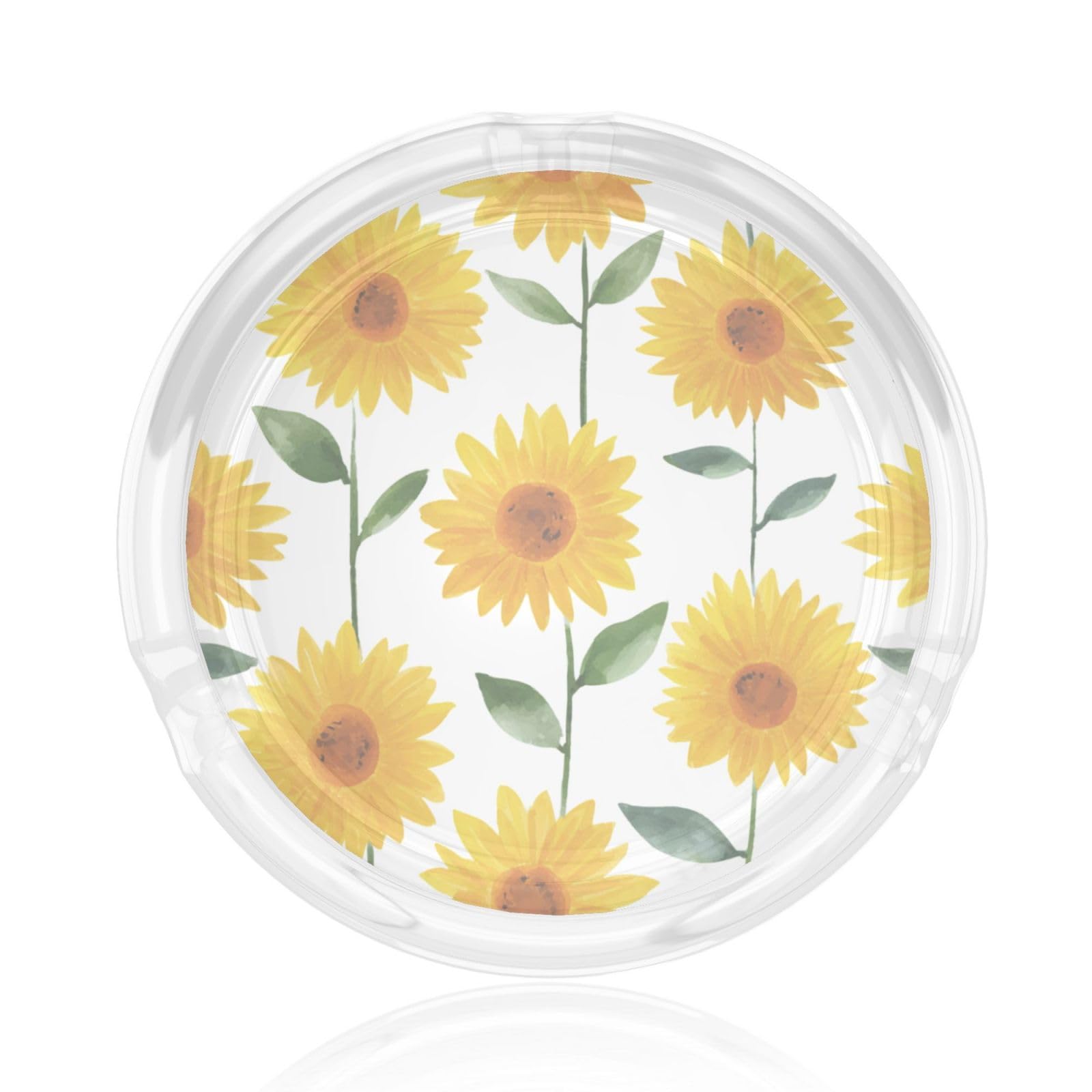 Yellow Sunflowers Pattern Glass Ashtray For Cigarettes Ash Trays Case For Home Office Decor