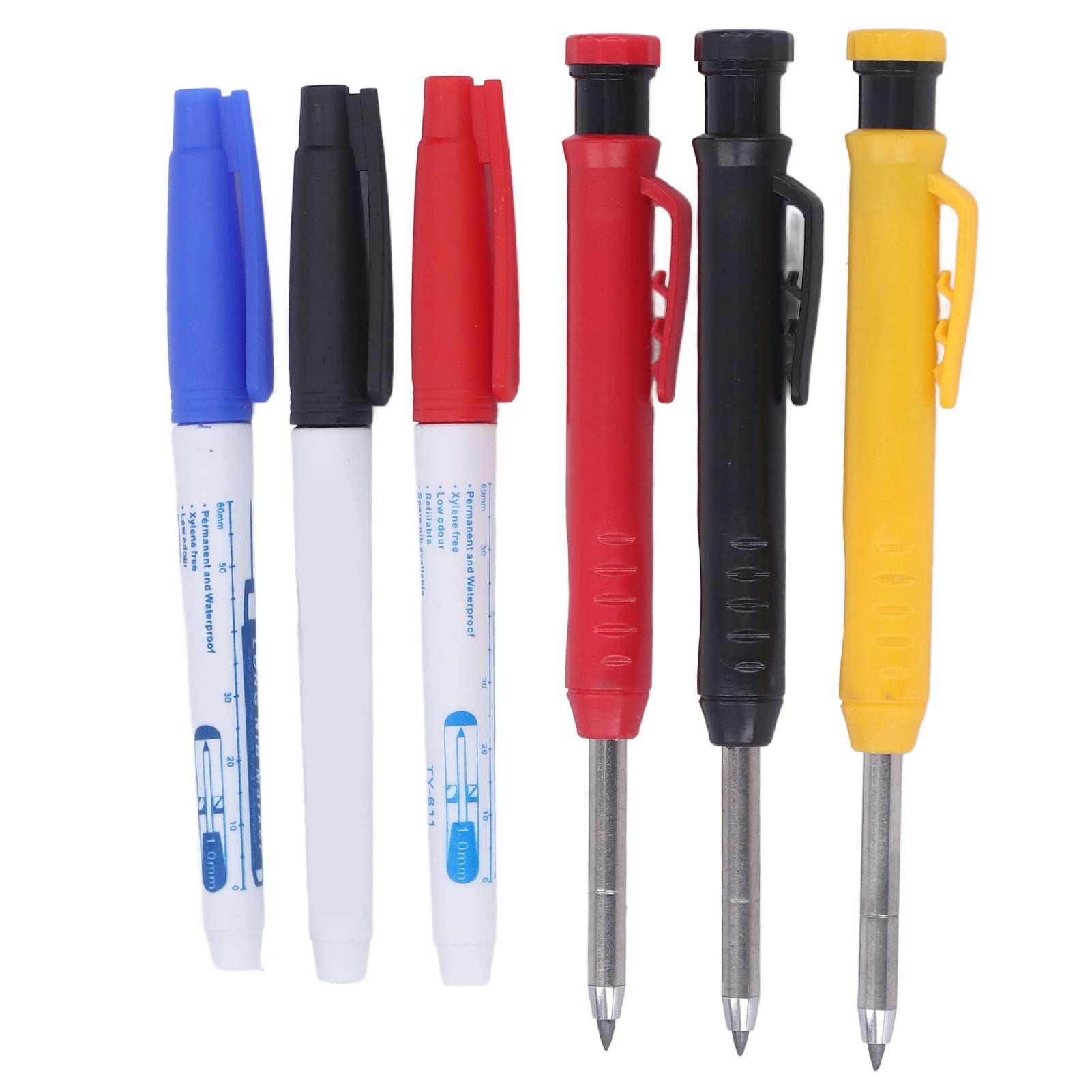 Wnvivi 3 Matite Meccaniche Da Carpentiere, Set Di Strumenti Per Pennarelli Da 5,6 Mm, Pennarello Per Matite Per La Lavorazione Del Legno A Foro Profondo Solido Con Temperamatite(Multicolore