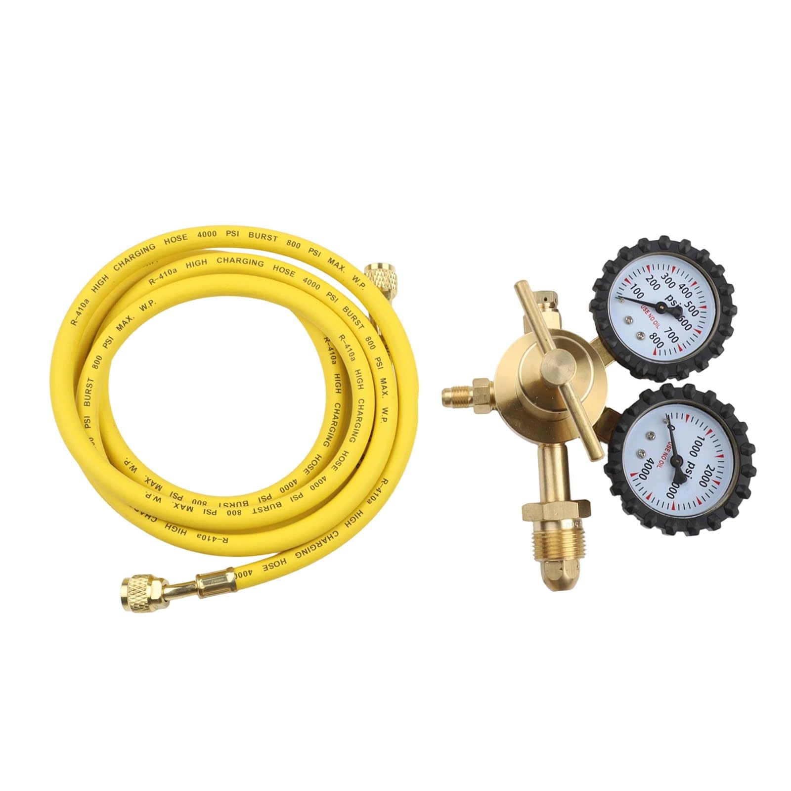 EasyByMall Regulador de presión de nitrógeno de latón con manguera de 2 m, conexiones G5/8 y CGA580, entrada de 1 a 200 bar, salida de 1 a 60 bar, caudal de 25 m³/h para uso industrial