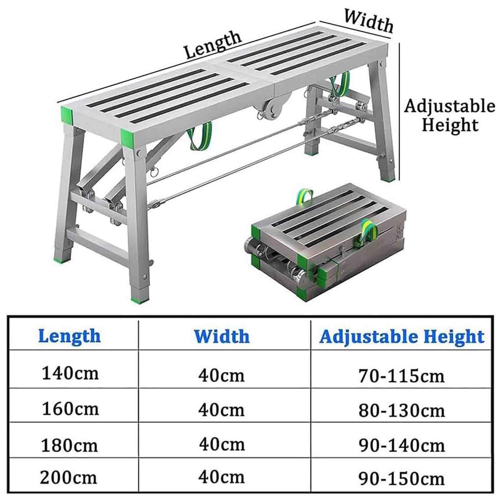 Scala Di Ponteggia Heavy Duty, Piattaforma Di Lavoro Pieghevole Con Serrature Di Sicurezza Antiscivolo, Panca In Acciaio Regolabile In Altezza Per La Manutenzione Del Soffitto Di Verniciatura Fai Da T