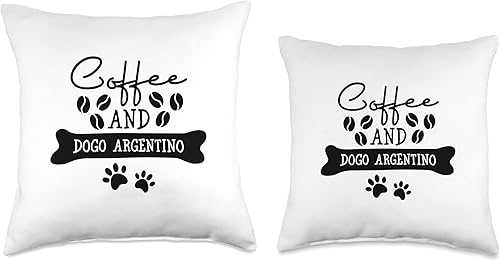 Miniatura 3 de Coffee and Dogo Argentino Throw Pillow, 16x16, Multicolor