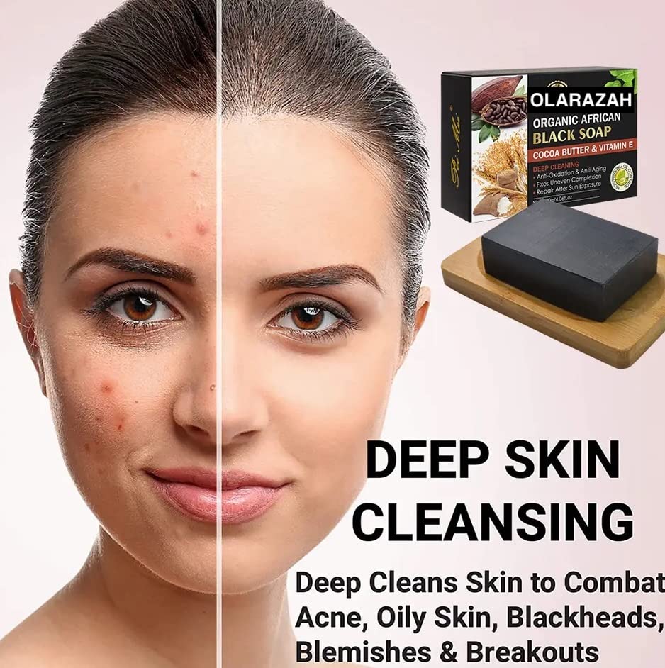 Miniatura 3 de Jabón negro africano natural con aceite de aguacate y argán, carbón de bambú, manteca de cacao Hidratante reparación de la piel, antipecas, (3